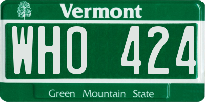 VT license plate WHO424