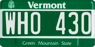 VT license plate WHO430