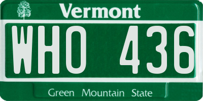 VT license plate WHO436