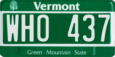 VT license plate WHO437