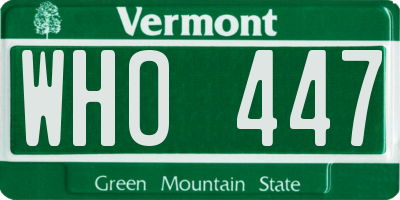 VT license plate WHO447