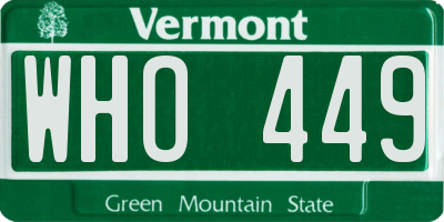 VT license plate WHO449