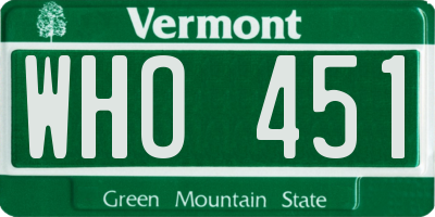 VT license plate WHO451
