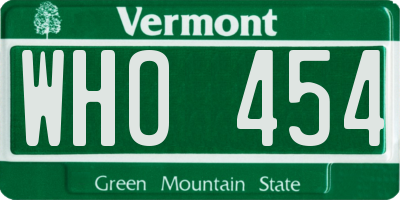 VT license plate WHO454