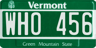 VT license plate WHO456