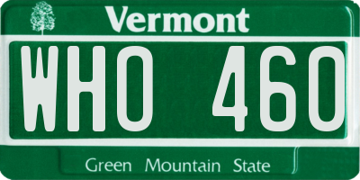VT license plate WHO460