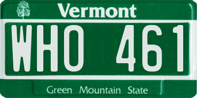 VT license plate WHO461