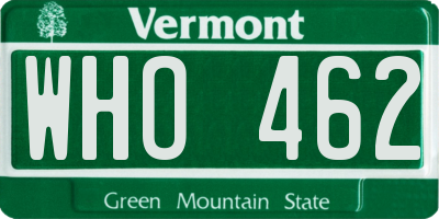 VT license plate WHO462
