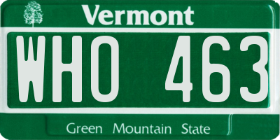 VT license plate WHO463