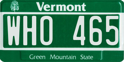 VT license plate WHO465