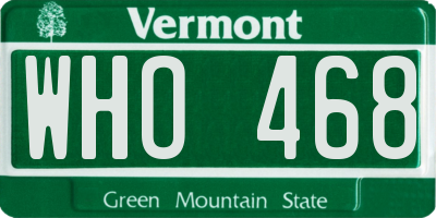 VT license plate WHO468