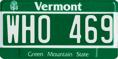 VT license plate WHO469