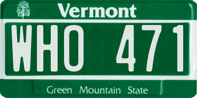 VT license plate WHO471
