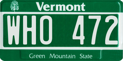 VT license plate WHO472