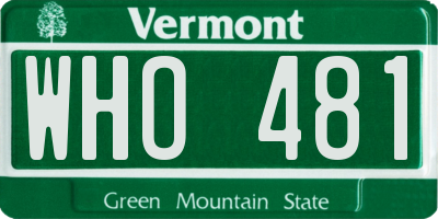VT license plate WHO481
