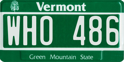 VT license plate WHO486