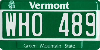 VT license plate WHO489