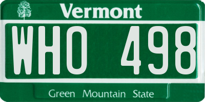 VT license plate WHO498