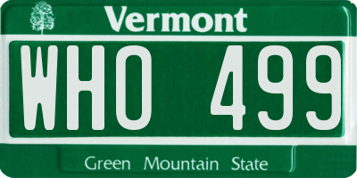 VT license plate WHO499