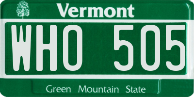 VT license plate WHO505