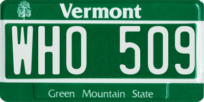 VT license plate WHO509