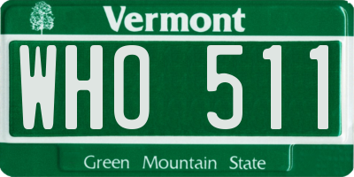 VT license plate WHO511