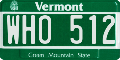 VT license plate WHO512