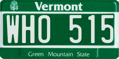VT license plate WHO515