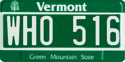 VT license plate WHO516