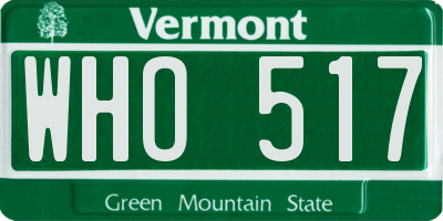 VT license plate WHO517