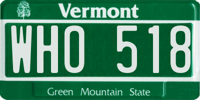 VT license plate WHO518