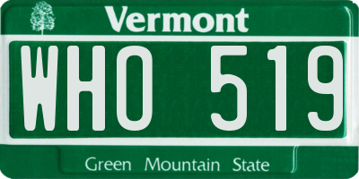 VT license plate WHO519