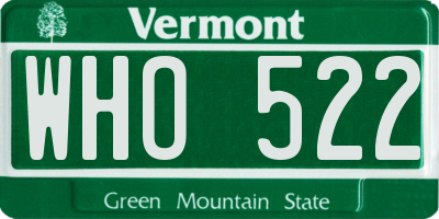 VT license plate WHO522