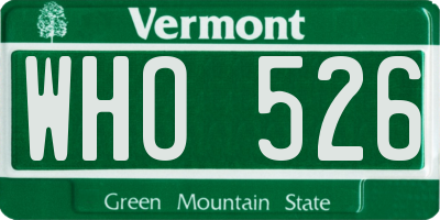 VT license plate WHO526
