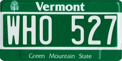 VT license plate WHO527