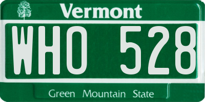 VT license plate WHO528