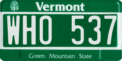 VT license plate WHO537