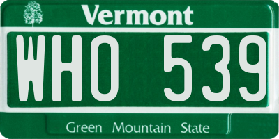 VT license plate WHO539