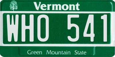 VT license plate WHO541