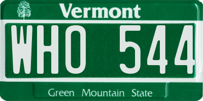 VT license plate WHO544