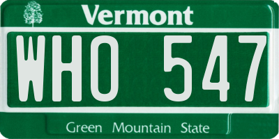 VT license plate WHO547