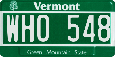 VT license plate WHO548