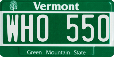 VT license plate WHO550