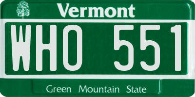 VT license plate WHO551