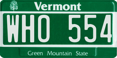 VT license plate WHO554