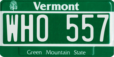 VT license plate WHO557