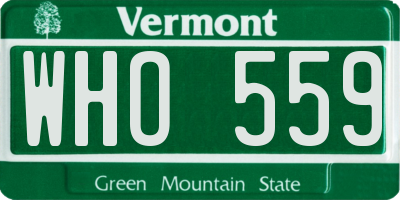 VT license plate WHO559