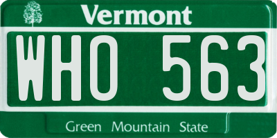 VT license plate WHO563