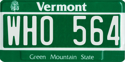 VT license plate WHO564
