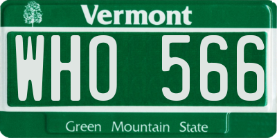 VT license plate WHO566